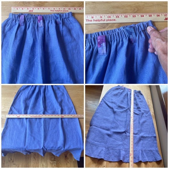 HABITAT 100% LINEN SKIRT TOP SET S/M FLORAL LAGENLOOK BREATHABLE BOHEMIAN PURPLE - Picture 8 of 11